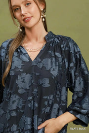 Francesca Textured Floral Balloon Sleeve Blouse