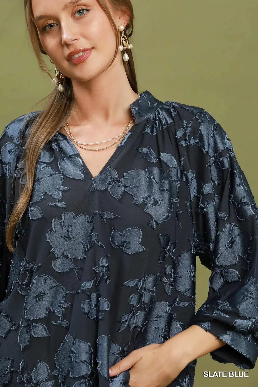 Francesca Textured Floral Balloon Sleeve Blouse