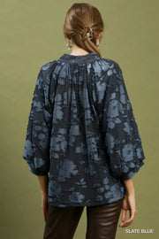 Francesca Textured Floral Balloon Sleeve Blouse