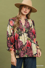 Keri Bohemian Floral Button Front Blouse