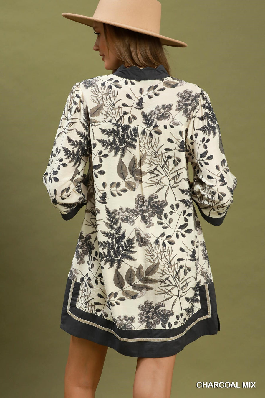 Fernie Botanical Print Contrast Trim Mini Shift Dress