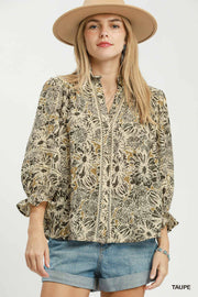 Diana Boho Floral Print Button Down Top