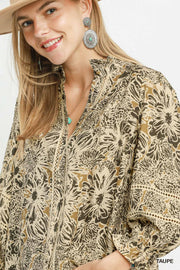 Diana Boho Floral Print Button Down Top