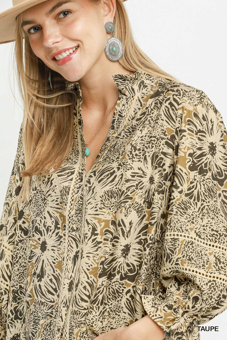 Diana Boho Floral Print Button Down Top
