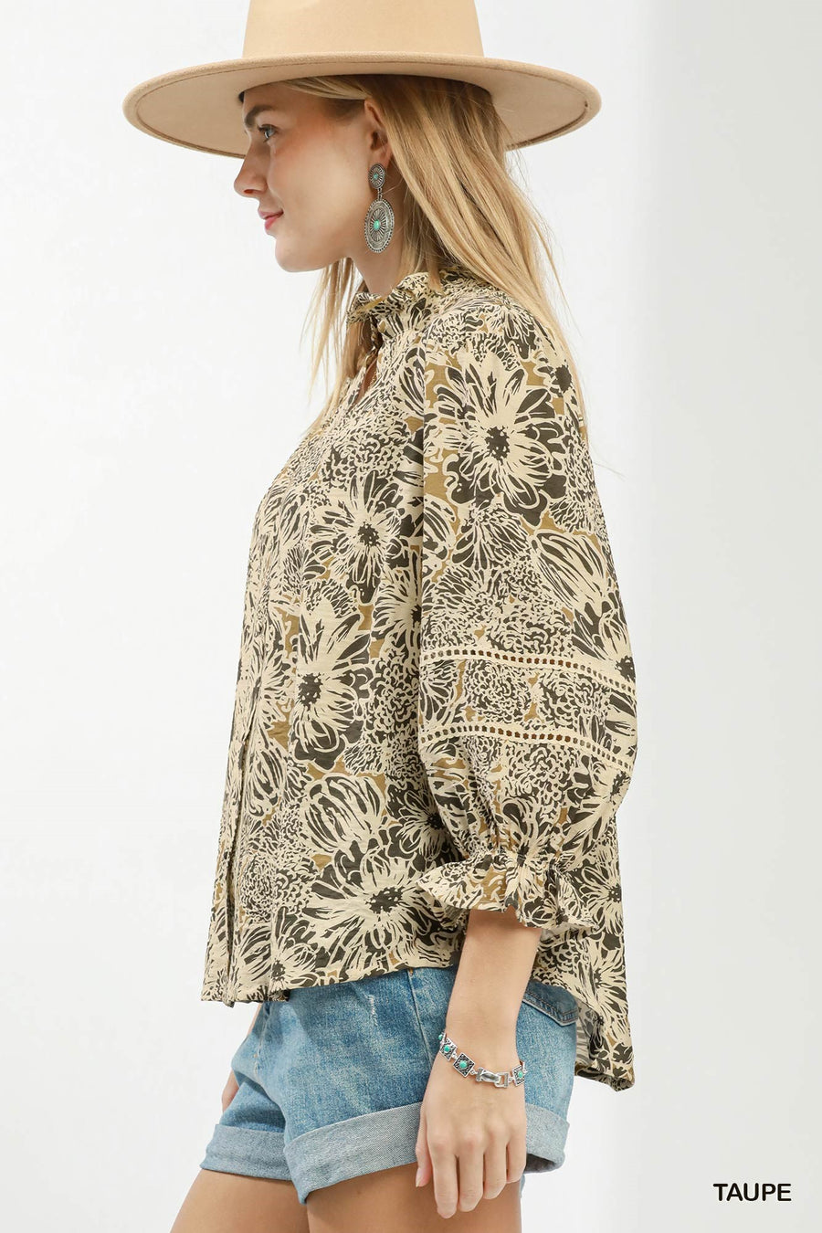 Diana Boho Floral Print Button Down Top