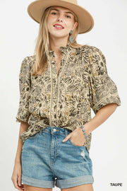 Diana Boho Floral Print Button Down Top