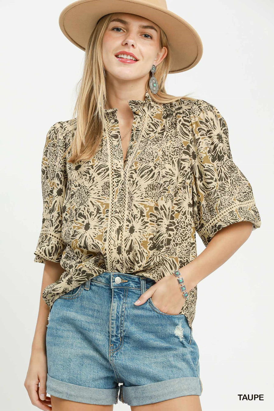 Diana Boho Floral Print Button Down Top