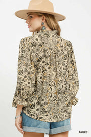 Diana Boho Floral Print Button Down Top