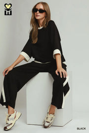 Obi Color Block Wide Leg Pants