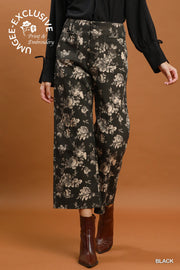 Roza Floral Print Wide Leg Cropped Pants