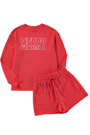 MERRY Long Sleeve Top and Shorts Set
