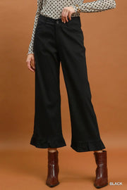Kaden Wide Leg Pants with Ruffle Hem Detail
