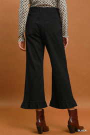 Kaden Wide Leg Pants with Ruffle Hem Detail