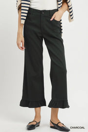 Kaden Wide Leg Pants with Ruffle Hem Detail