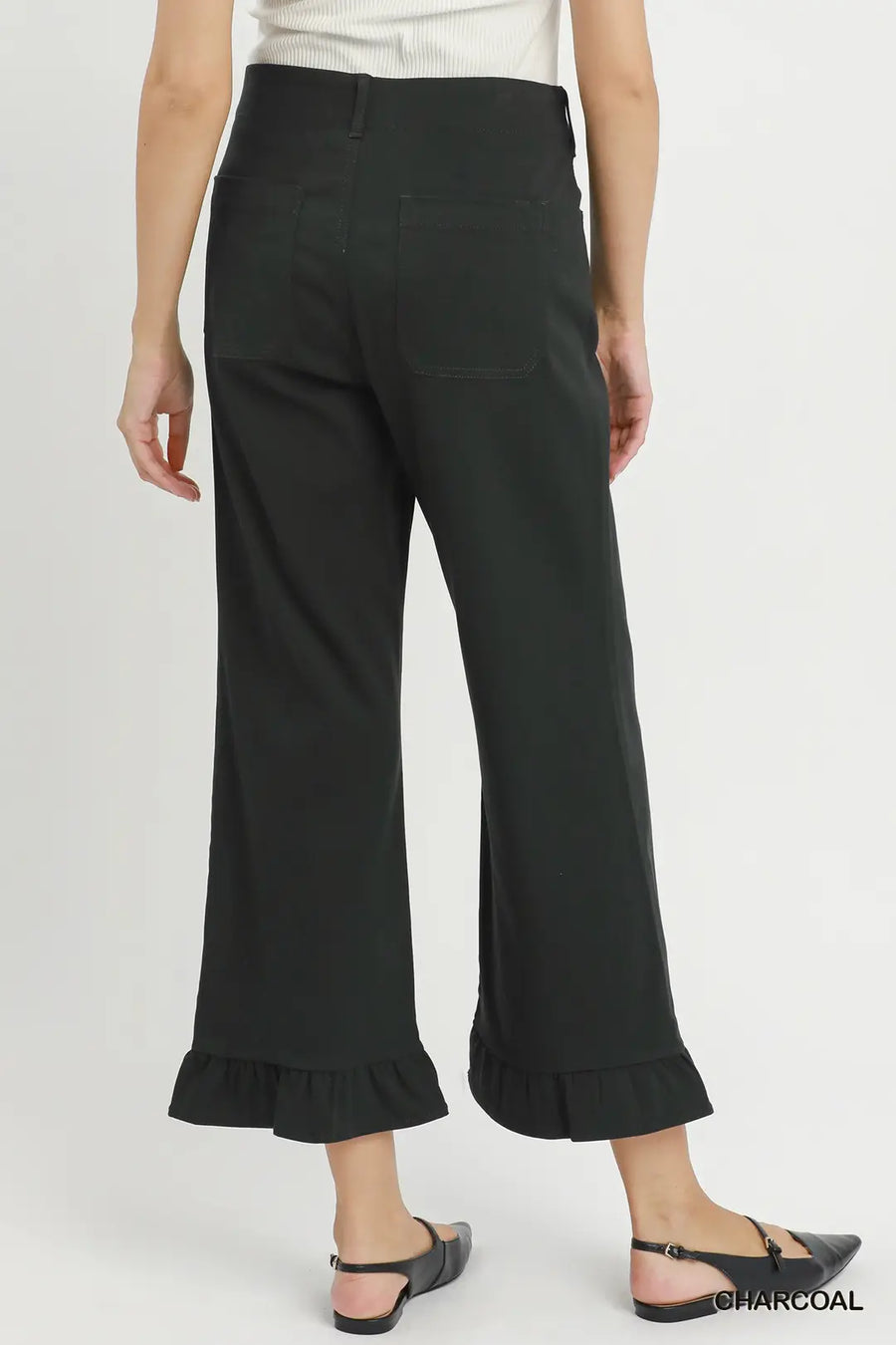 Kaden Wide Leg Pants with Ruffle Hem Detail