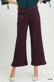 Kaden Wide Leg Pants with Ruffle Hem Detail