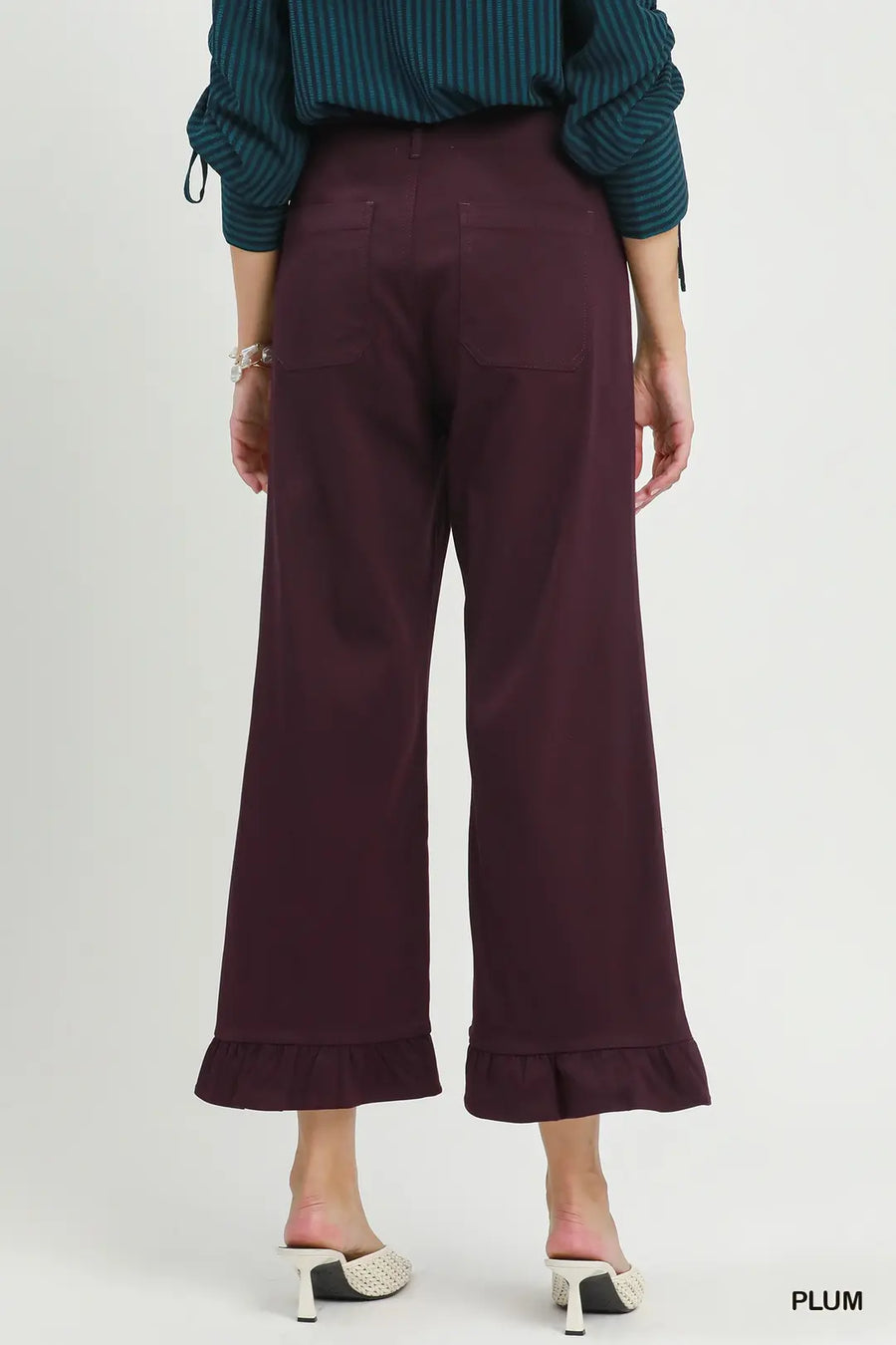 Kaden Wide Leg Pants with Ruffle Hem Detail