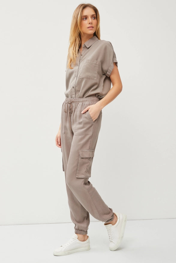 Maude Classic Tencel Drawstring/Elastic Cargo Jogger Pants