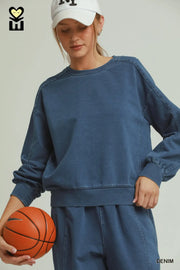 Rollie Denim Knit Washed Crewneck Pullover