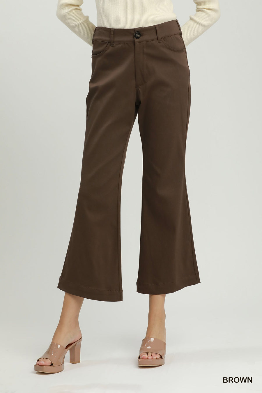 Tayla Stretch Straight-Wide Fit Trouser Hem Pants