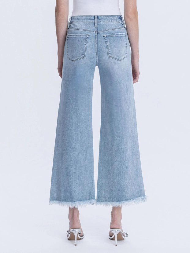 Stardom High Rise Rhinestone Wide Crop Jeans