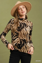 Wild Life Velvet Mock Neck Long Sleeve Top