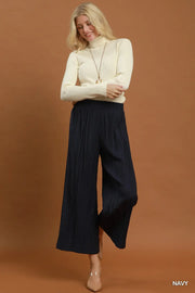 Donna Crinkle Textured Wide Leg Pull-On Pants