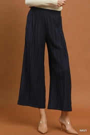 Donna Crinkle Textured Wide Leg Pull-On Pants