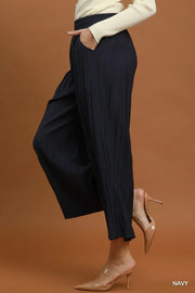 Donna Crinkle Textured Wide Leg Pull-On Pants