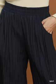 Donna Crinkle Textured Wide Leg Pull-On Pants