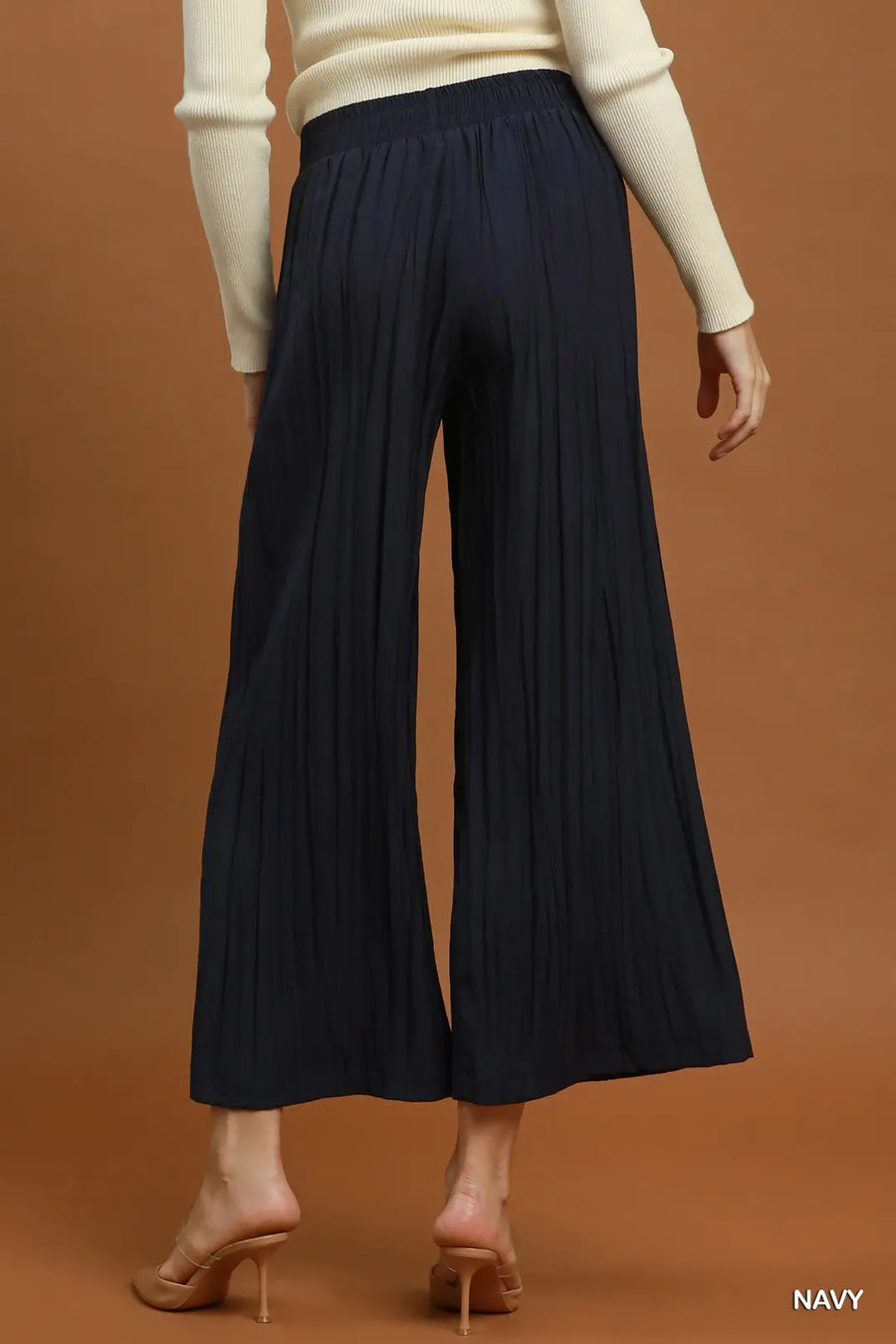 Donna Crinkle Textured Wide Leg Pull-On Pants