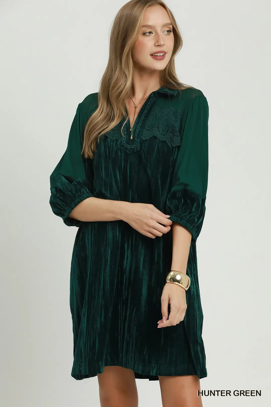 Veila Lace Applique Crushed Velvet Mini Dress