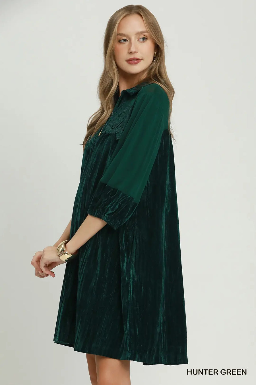 Veila Lace Applique Crushed Velvet Mini Dress