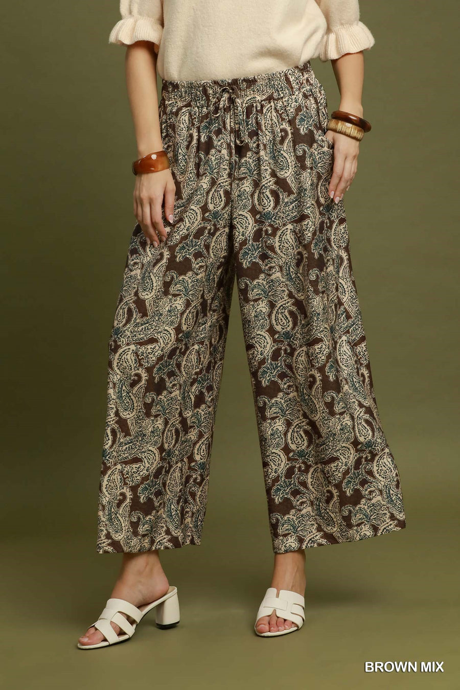 San Juan Paisley Print Wide Leg Resort Pant
