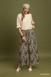San Juan Paisley Print Wide Leg Resort Pant
