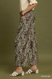 San Juan Paisley Print Wide Leg Resort Pant