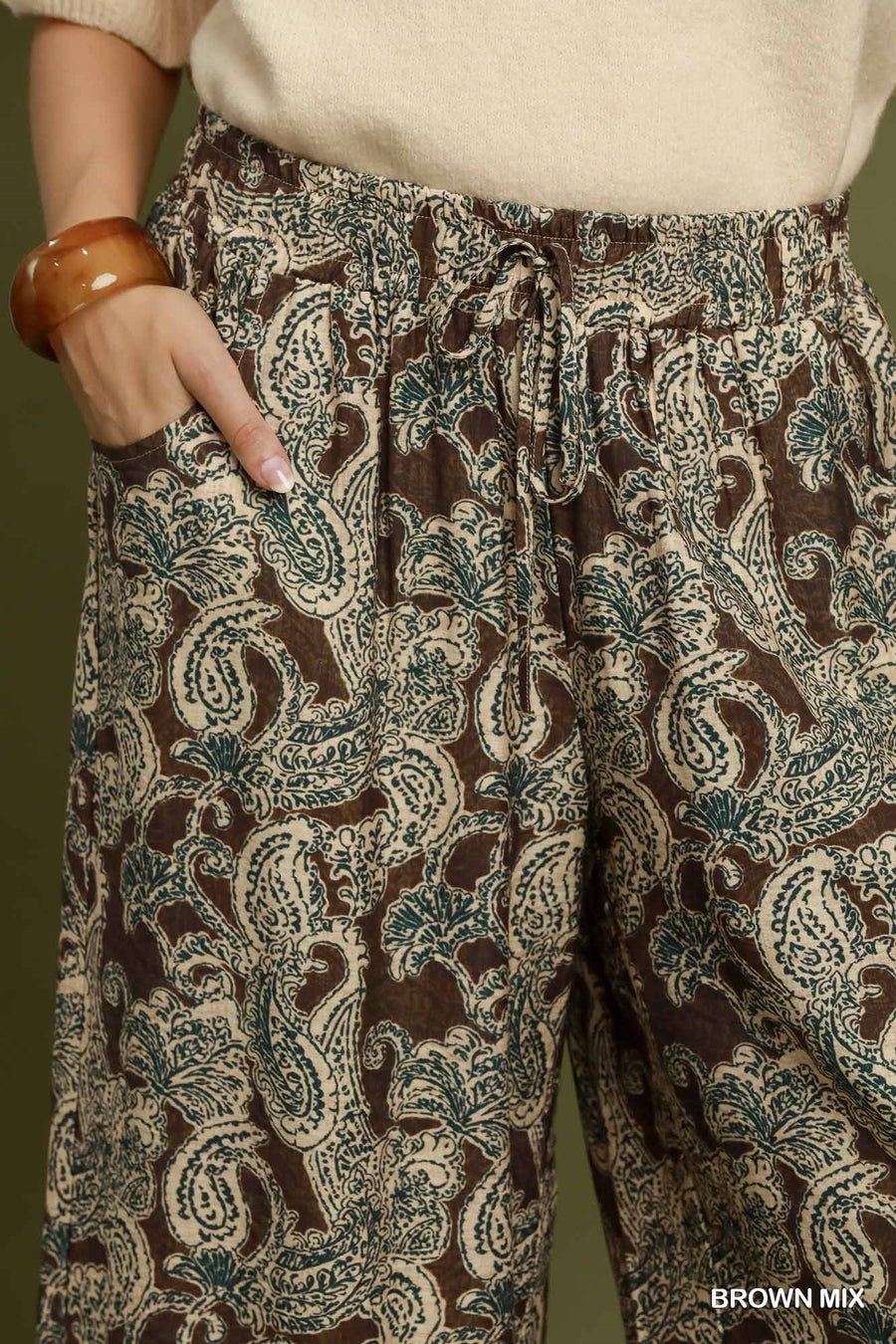 San Juan Paisley Print Wide Leg Resort Pant