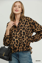 Hysteria Leopard Print Collared Shirt Blouse