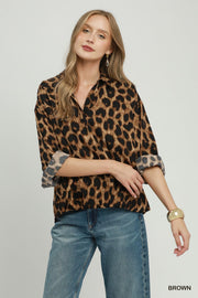 Hysteria Leopard Print Collared Shirt Blouse