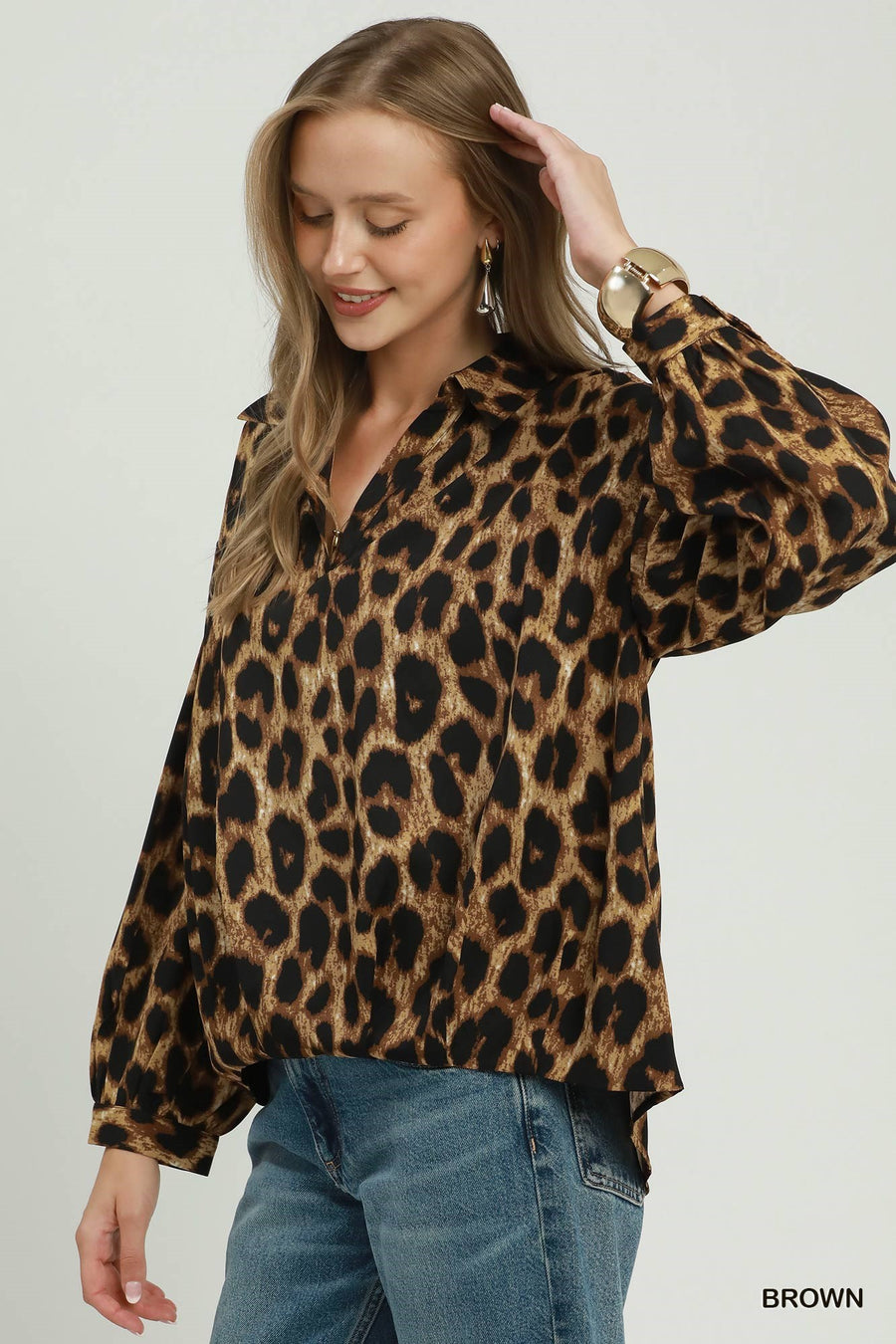 Hysteria Leopard Print Collared Shirt Blouse