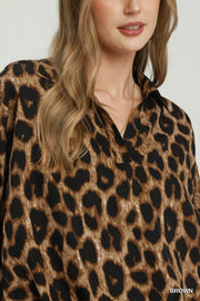 Hysteria Leopard Print Collared Shirt Blouse