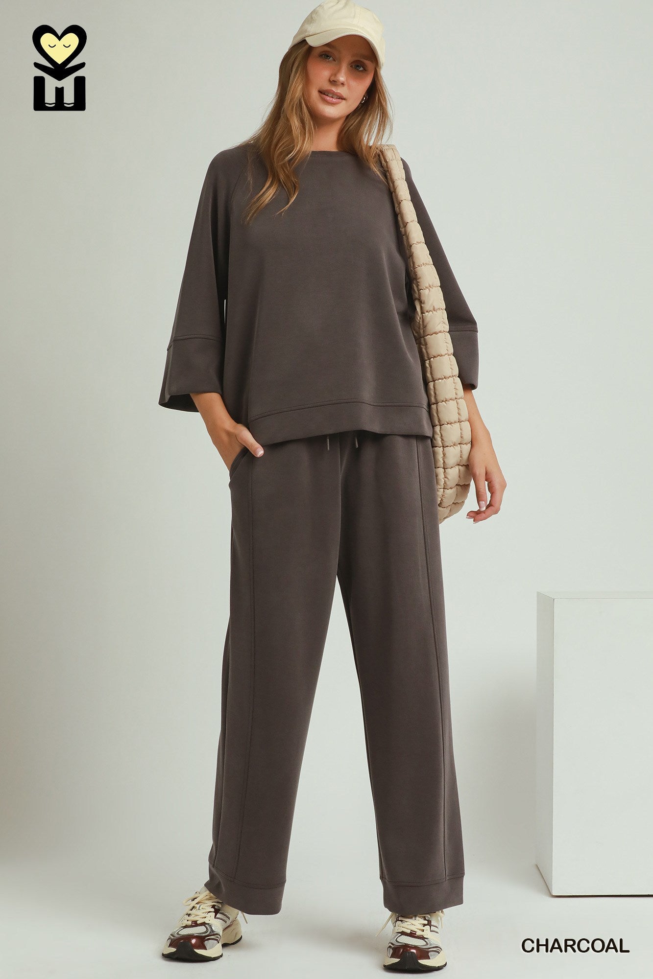 SpaceKnit Cupro 3/4 Sleeve Raglan Lounge Top