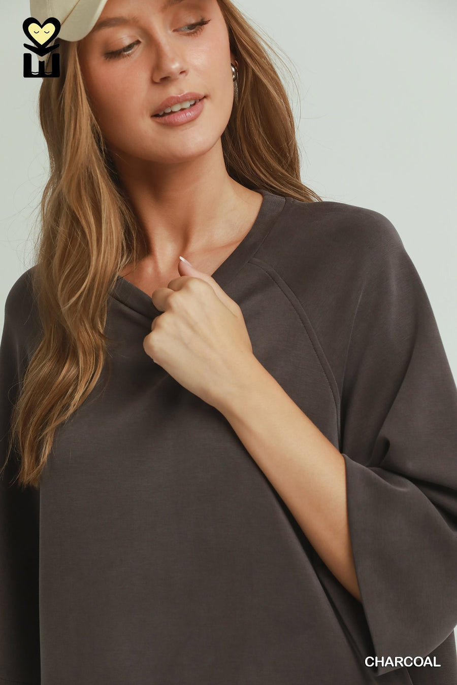 SpaceKnit Cupro 3/4 Sleeve Raglan Lounge Top