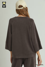 SpaceKnit Cupro 3/4 Sleeve Raglan Lounge Top