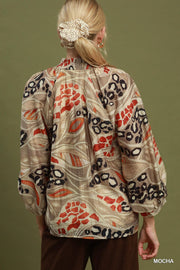 Safari Nights Split V-Neck Print Blouse