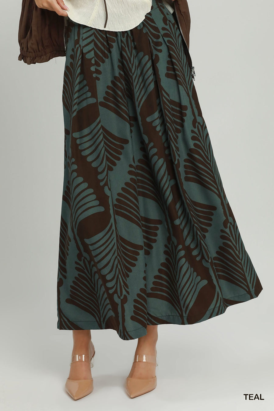 Abyss Abstract Leaf Print Wide Leg Resort