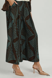 Abyss Abstract Leaf Print Wide Leg Resort