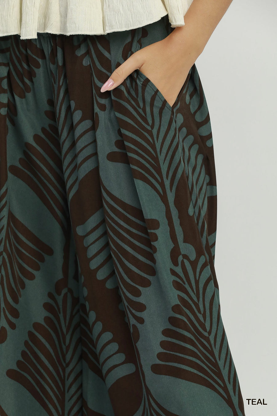 Abyss Abstract Leaf Print Wide Leg Resort