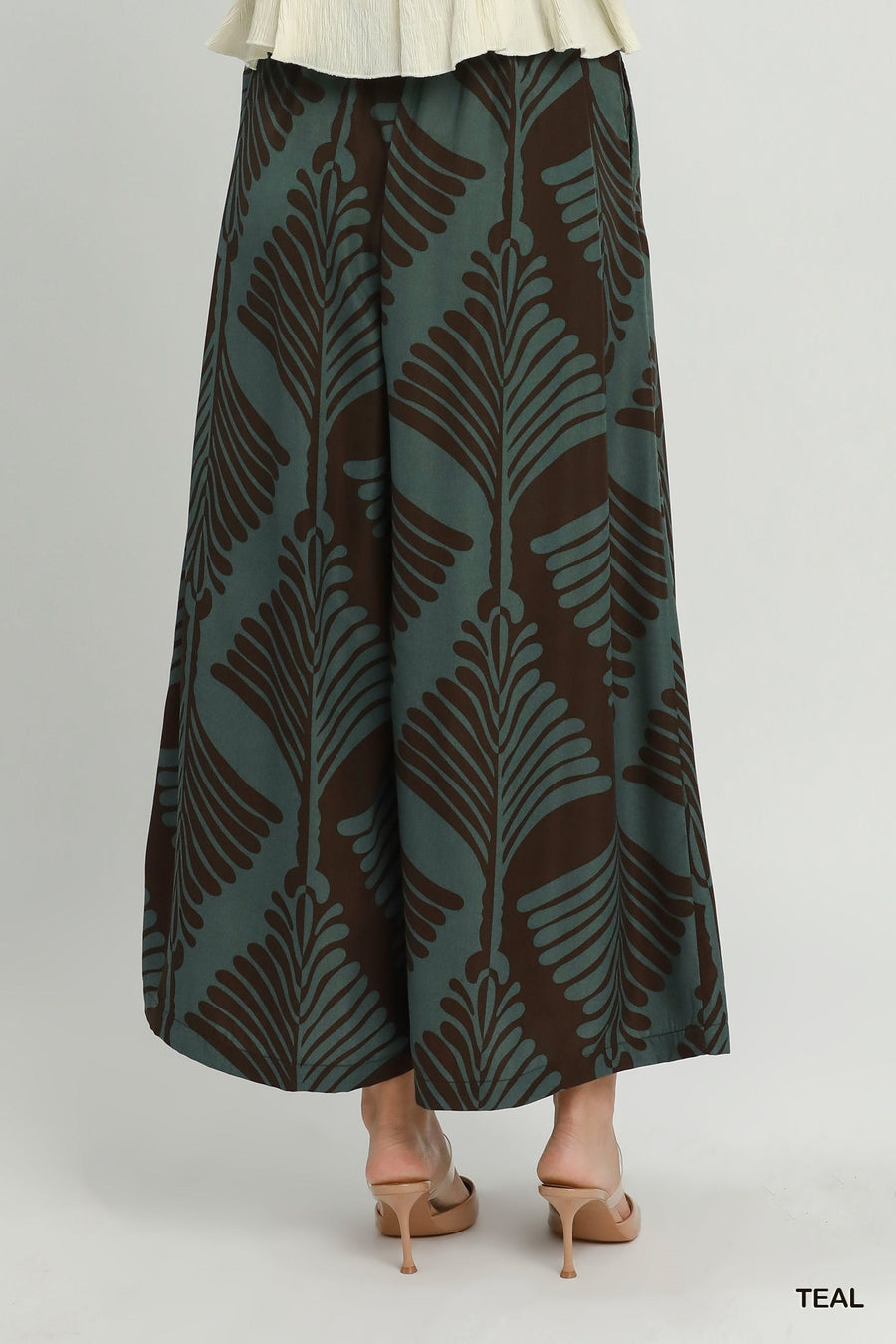 Abyss Abstract Leaf Print Wide Leg Resort