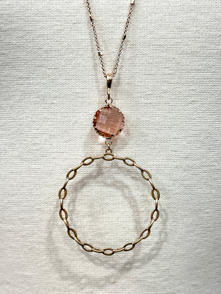 Meghan Browne Fan Pink Pendant Necklace